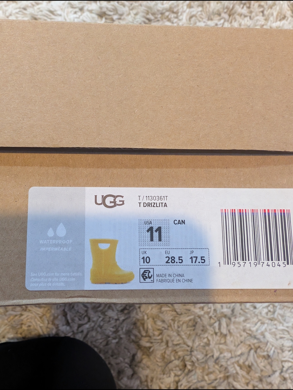 UGG Drizlita Waterproof Rain Boots in Yellow (Size 11)